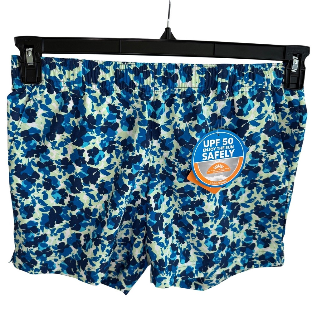 Columbia PFG Super Backcast Water Shorts Women's Small Blue Floral New UPF 50‎